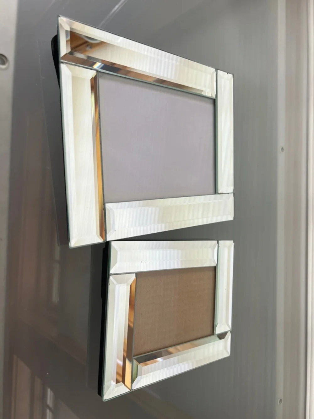 🪩2–Pair of Beveled Mirror 4-Piece Photo Frames - Silver Mirror Finish Glass